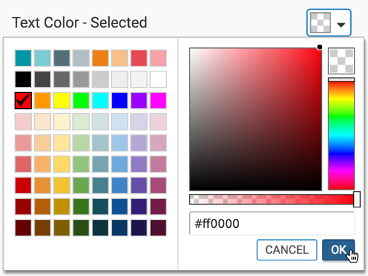 Text Color - Selected option