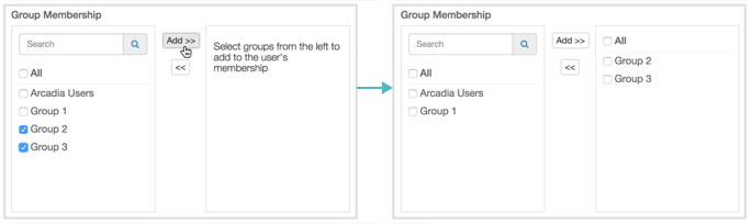 Using Simple Select to Assign the User to Groups, in New User and Edit User Modals