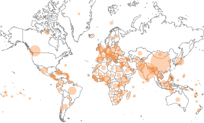 World Map of Population, Marks Size Range 1-30