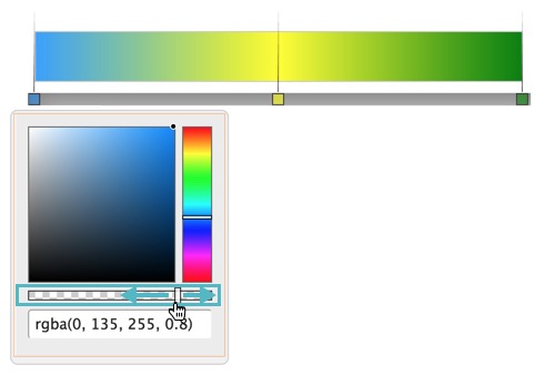 adjusting the color shade using the sliding indicator