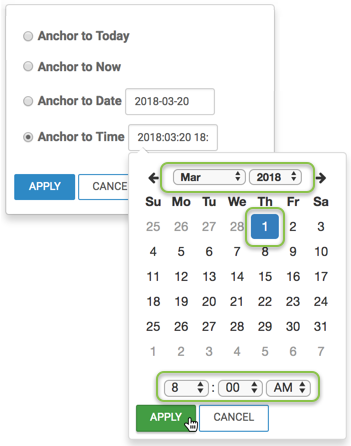 Select Anchor Time from Calendar
