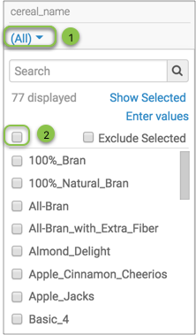 Displaying the "All "option and a check box to select all values at the same time