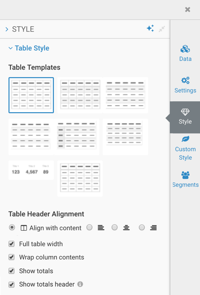 adding style to large table