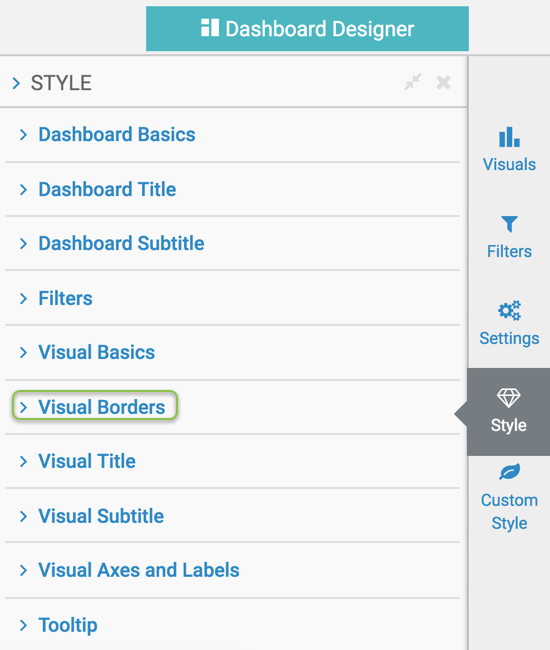Styling the border of all visuals in the dashboard