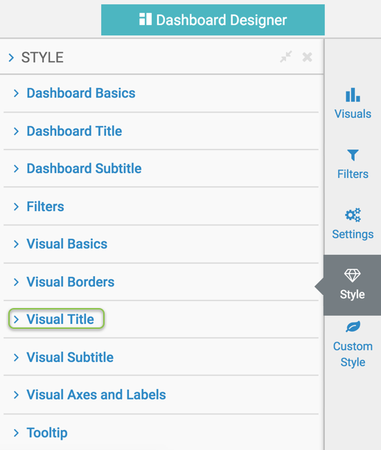 Styling titles of visuals in a dashboard