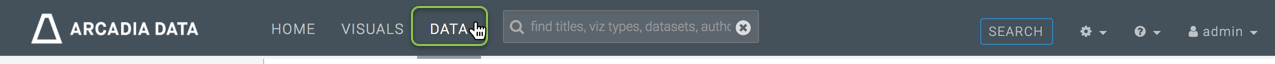 Clicking DATA on the main navigation bar