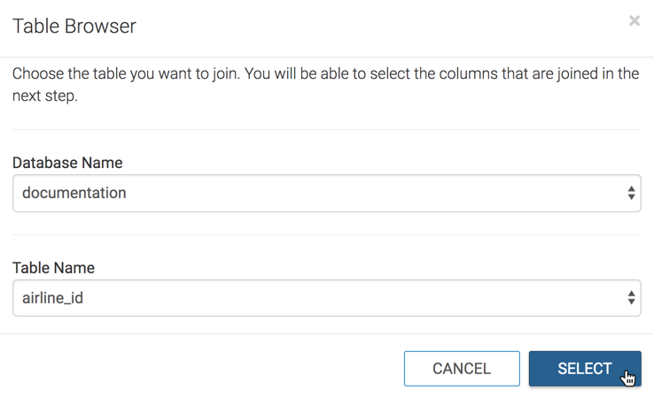 Selecting a table for a join