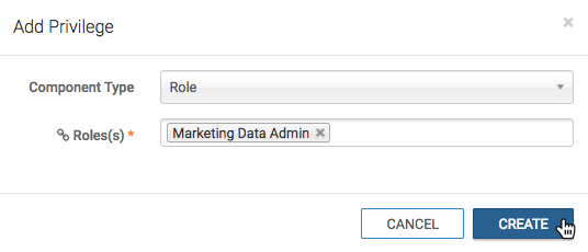 Adding Privileges Modal for adding Data Admin role