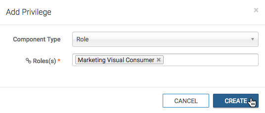 Adding Privileges Modal for adding Visual Consumer role