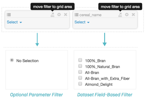 moving filters to the grid area