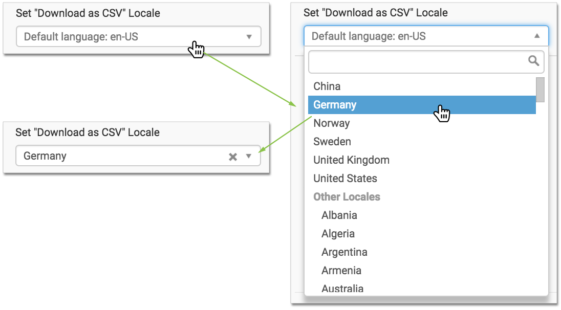 Changing locale settings for CSV download format to Germany