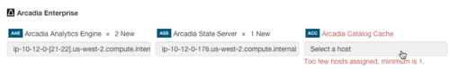 Cloudera Manager Add Service Wizard: Hosts for Arcadia Catalog Cache
