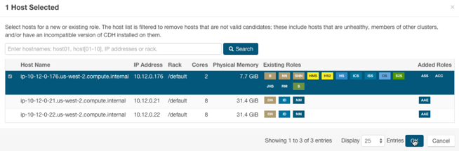 Cloudera Manager Add Service Wizard: Arcadia Catalog Cache Host Selected