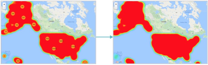 Google cluster turned on (left image) and turned off (right image)