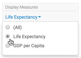 Choosing to Filter on 'Life Expectancy'