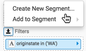 Selecting 'Create New Segment' from a menu