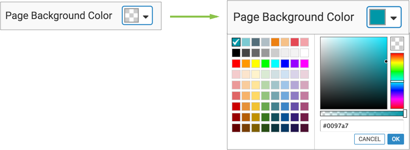 Selecting dashboard page background color