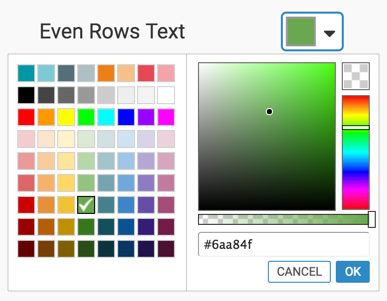 Table 'Even Rows Text' color option