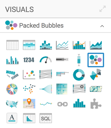 selecting packed bubbles chart type