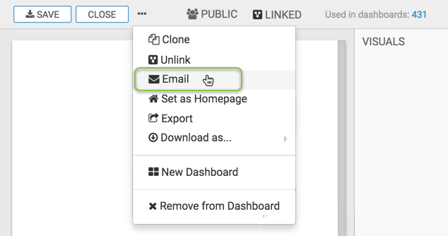 In the supplemental menu, select email