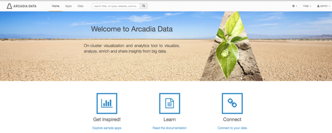 Arcadia Enterprise home page, welcome
